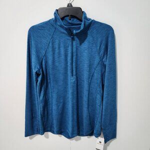 Apana NEW Women's Yoga Activewear Long Sleeve Pullover  1/4 Zip Teal Blue Large